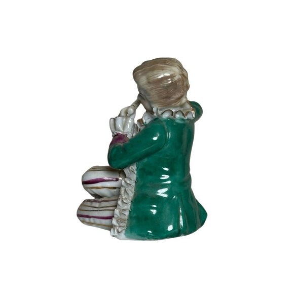 Vintage Porcelain Flute Player Figurine – Hand-Painted Gold Trim Rococo Musician - Picture 2 of 6